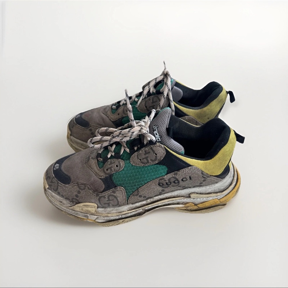 Gucci x Balenciaga The Hacker Project Triple S Sneakers Green/Brown Size 45